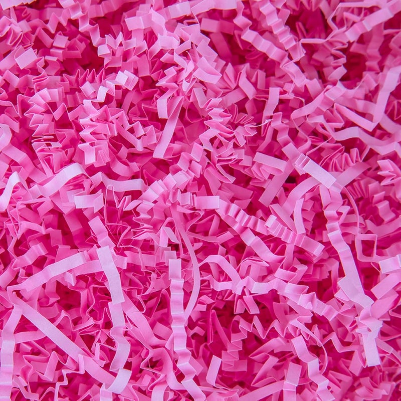 Caleihd Crinkle Cut Paper Shred Packing Grass Cushion Paper Streamer for Christmas Wedding Birthday Bridesmaid Engagement Craft Gift Boxes Bags Basket Filler Decoration 4.5oz Pink - Image 1